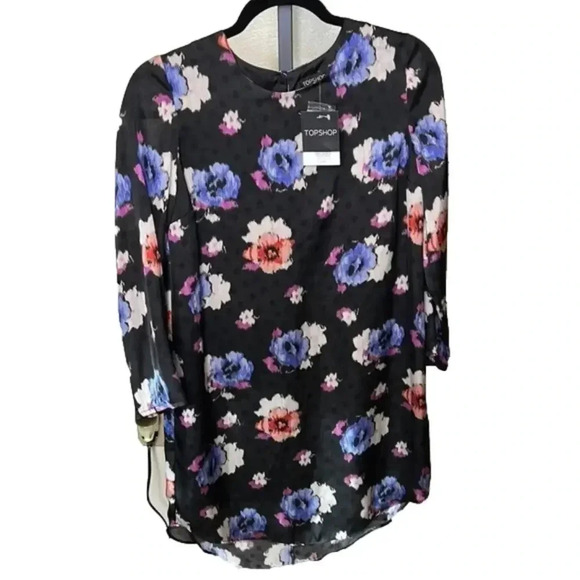 TOPSHOP Floral Shift Dress size 4 NEW - Picture 3 of 8